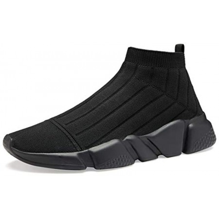 Men's Running Shoes Breathable Knit Slip On Sneakers Lightweight Athletic Shoes Casual Sports Shoes All Black