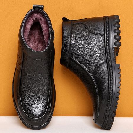 Men's Cotton Shoes Plus Velvet Warm Mens Leather Shoes