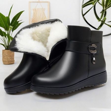 Women's Non-Slip Winter Cotton Shoes Plus Fleece Short Boots Soft Soles